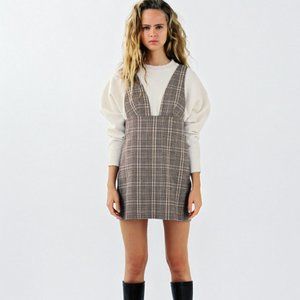 Zara Plaid Pinafore Mini Dress M